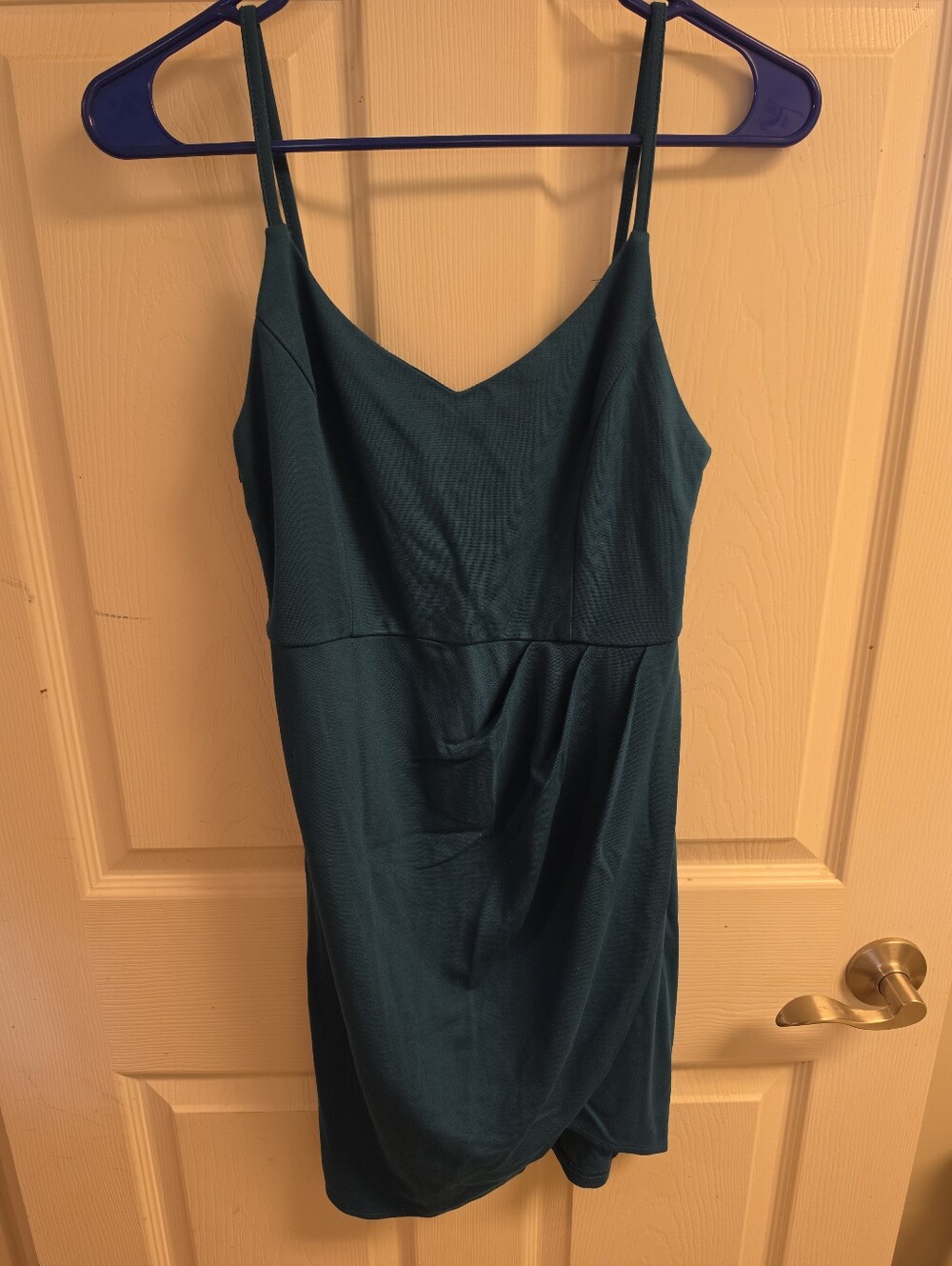 Sleeveless Teal Mini Dress with V-Neck